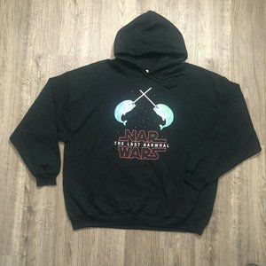 NWOT Cute Nar Wars The Last Narwhal Star Wars Sea Unicorn Black Hoodie Size 2XL